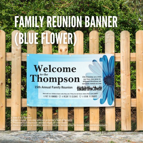 Family Reunion Banner Blue Flower 