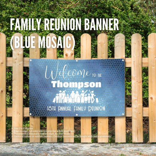 Family Reunion Banner Blue Mosaic