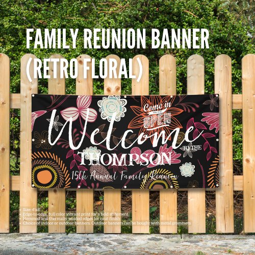 Family Reunion Banner Retro Floral