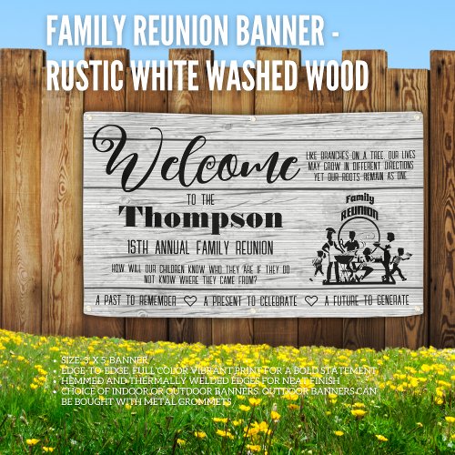 Family Reunion Banner _ Rustic White Washed Wood 