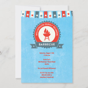 Family Reunion Barbecue Red White Blue Invitation
