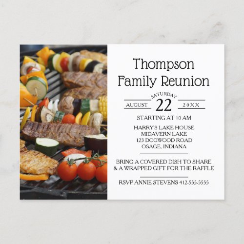 Family Reunion BBQ Grill Invitation Postcard