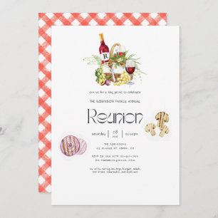 Family Reunion BBQ Picnic Monogram Invitation