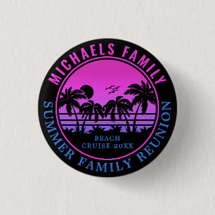 Family Reunion Beach Cruise Sunset Vacation 60s Button