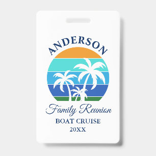 Family Reunion Beach Palm Trees Cruise Badge