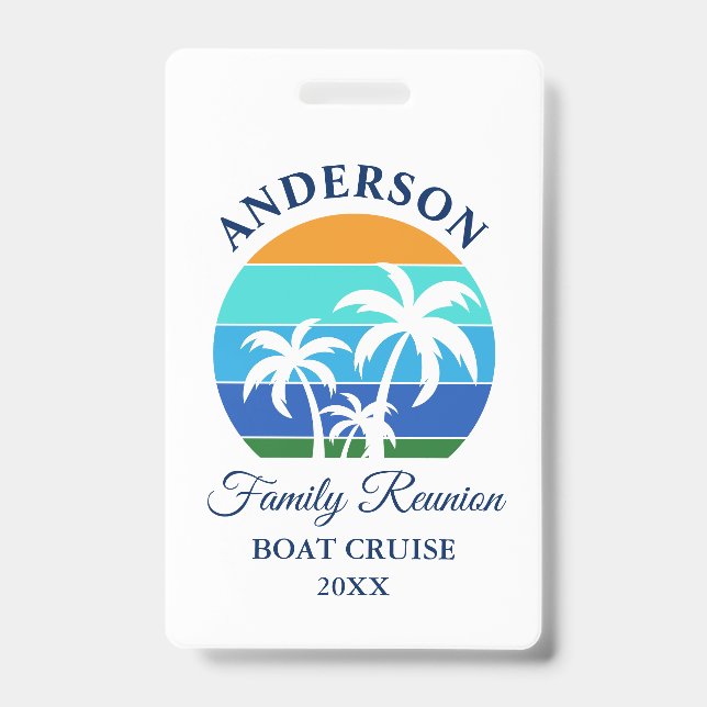 Family Reunion Beach Palm Trees Cruise Badge (Front)