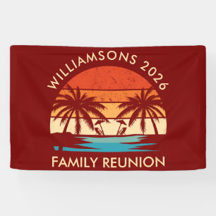 Family Reunion Beach Party Retro sunset Banner