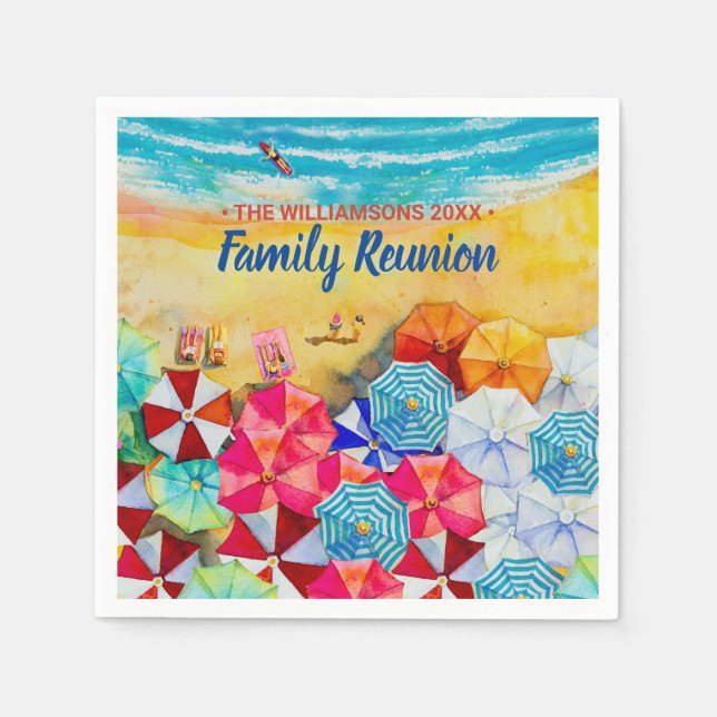 Family Reunion Beach Umbrellas on the Sand Napkins (Front)