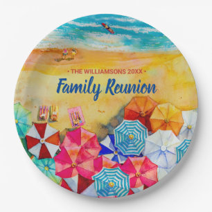 Family Reunion Beach Umbrellas on the Sand Paper Plates