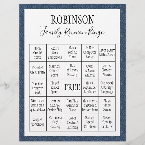 Family Reunion Bingo Game 1