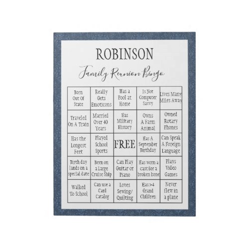 Family Reunion Bingo Game 1