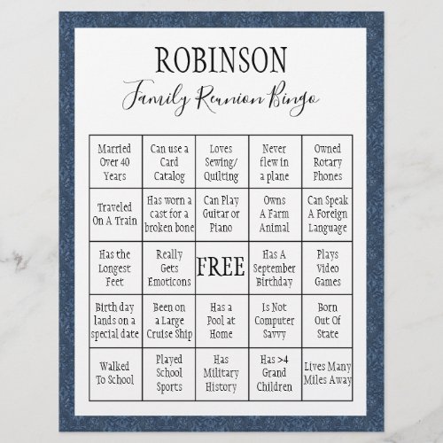 Family Reunion Bingo Game 2