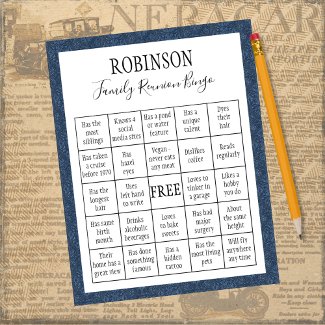 Family Reunion Bingo Game #3
