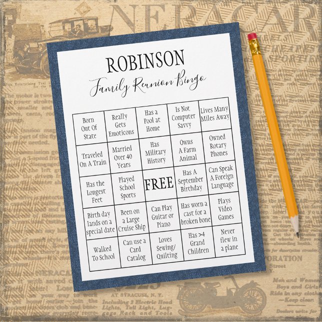 Family Reunion Bingo Game Blue Tile (Creator Uploaded)