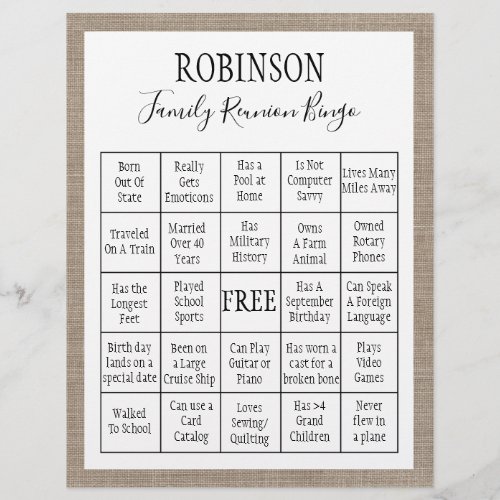 Family Reunion Bingo Game | Burlap