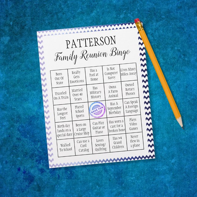 Family Reunion Bingo Game | Chevron (Creator Uploaded)