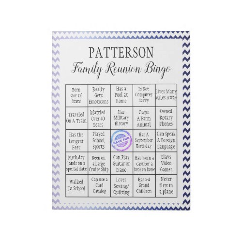 Family Reunion Bingo Game | Chevron