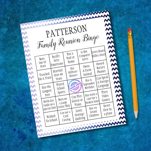 Family Reunion Bingo Game  Chevron Notepad