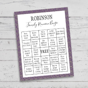 Family Reunion Bingo Game Purple Tile