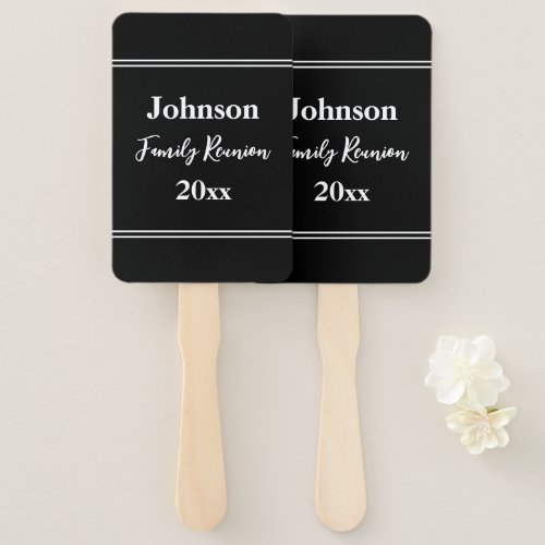 Family Reunion Black and White Name Year Template Hand Fan