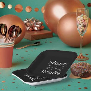 Family Reunion Black and White Party Paper Plates