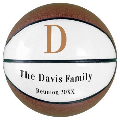 Family reunion black White monogram name Basketball