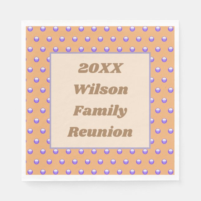 Family Reunion Blue and Peach Pattern Polka Dots Napkins (Front)