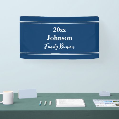 Family Reunion Blue and White Name Year Template Banner