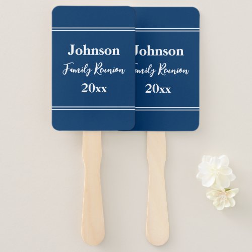 Family Reunion Blue and White Name Year Template Hand Fan