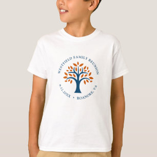 Family Reunion Blue Check Modern Family Tree T-Shirt