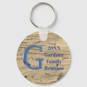 Family Reunion Blue Letter G Monogram Keepsake Keychain
