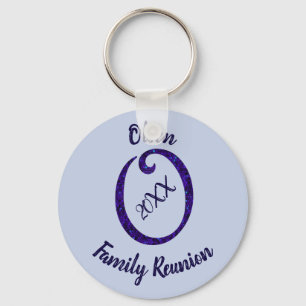 Family Reunion Blue Mosaic Letter O Monogram Keychain