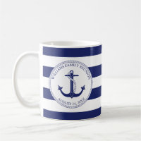 Family Reunion Blue Nautical Anchor Monogram Name