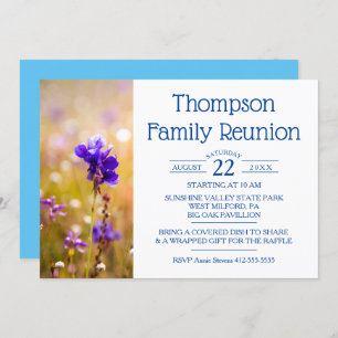 Family Reunion Blue Wildflowers Invitation