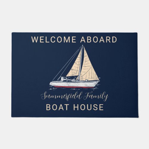 Family Reunion Boat House Nautical Sailing Custom Doormat
