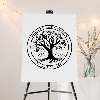 Family Reunion Boho Tree Monogram Name Foam Board
