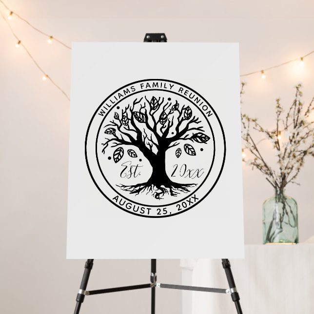 Family Reunion Boho Tree Monogram Name Foam Board (In Situ (Stand))