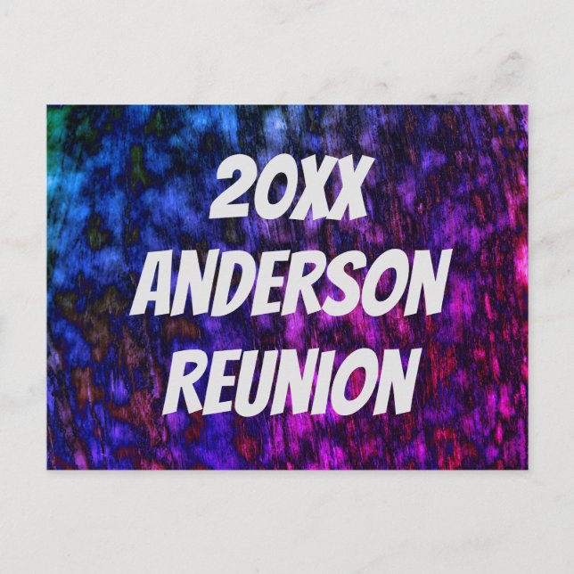 Family Reunion Bright Neon Marbled Invitation Postcard (Front)
