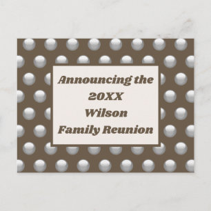 Family Reunion Brown Silver Polka Dot Announcement Postcard