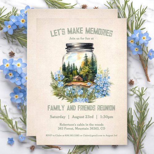 Family Reunion Cabin in the Woods Green Invitation