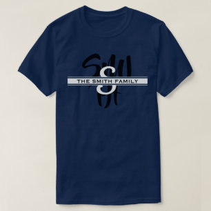Family Reunion Calligraphy Monogram Dark Blue T-Shirt
