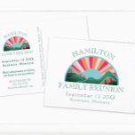 Family Reunion Camp Save The Date Postcard<br><div class="desc">With a colorful mountain landscape design this save the date is perfect for your next family reunion. The details can be customized using the personalization feature.</div>