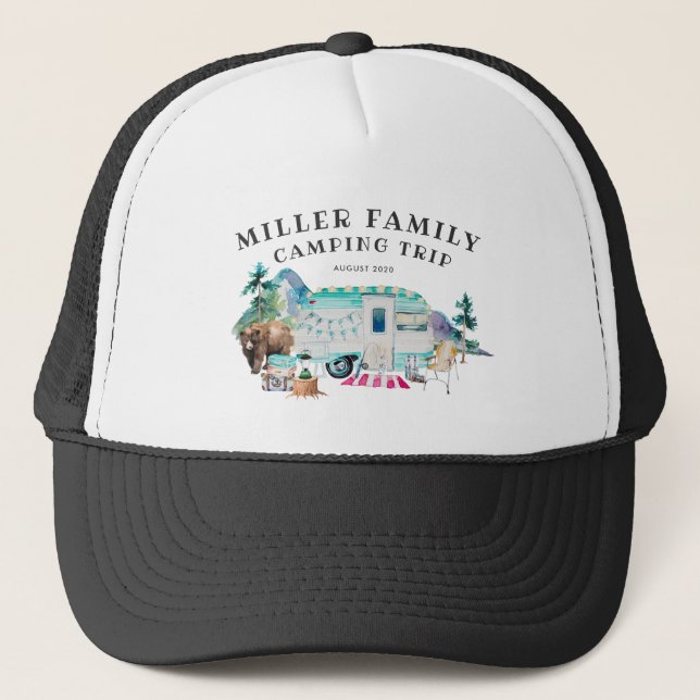 Family Reunion Camping Road Trip Personalized Trucker Hat (Front)