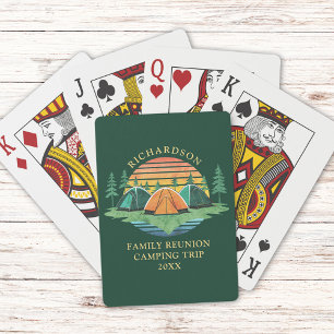 Family Reunion Camping Trip Green Playing Poker Cards