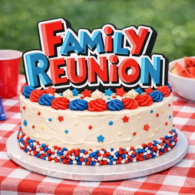 Family Reunion Celebration Cake Square Sticker (Sweet moments start here!)