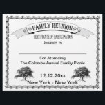 Family Reunion Certificate of Participation<br><div class="desc">Family Reunion Certificate of Participation features vintage style frame and "family" trees.  Give a certificate of participation to family members at your next reunion. Certificate can be used as attendance,  contests,  games and more. Change the background color to your own favorite color or family colors.</div>