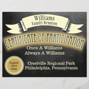 Family Reunion Certificate of Participation