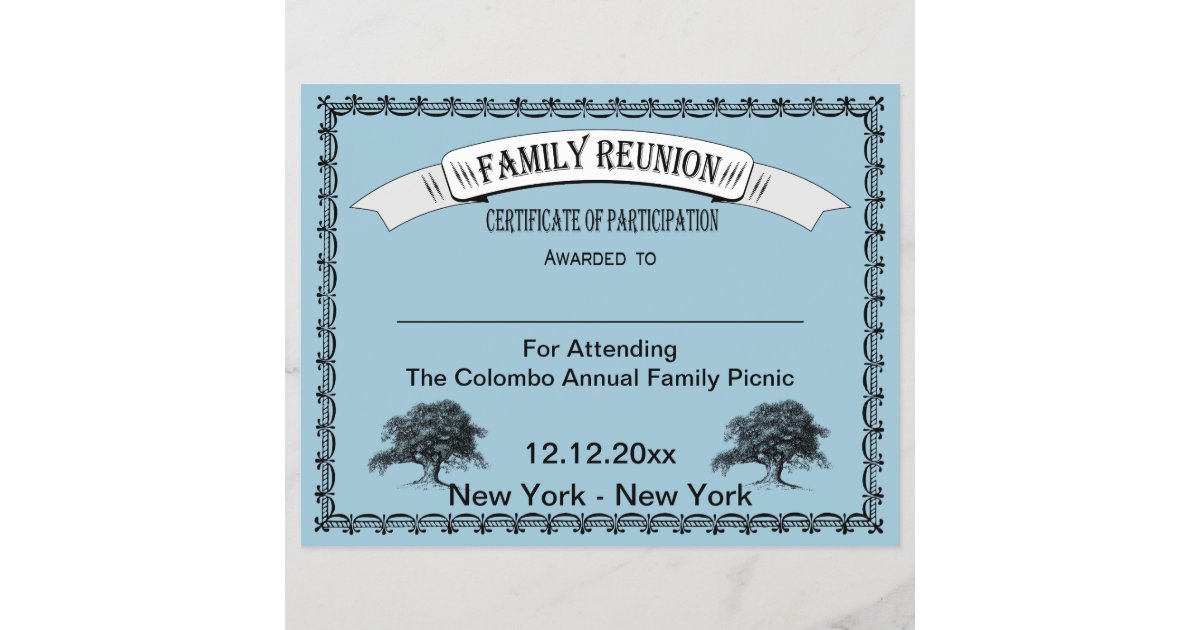 family reunion certificate of