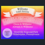 Family Reunion Certificate of Participation  Retro<br><div class="desc">Old fashioned chalk board style design features a ribbon for adding your name, school name or company name. Certificate of participation is great for family reunions, military reunion, work reunion, school and school reunions. Customize this certificate of participation with your own text. Gold seal has text where you can enter...</div>