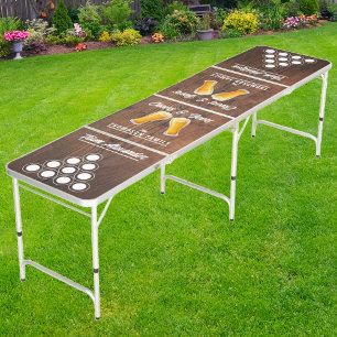 Family Reunion Champions Team Name Dark Walnut Beer Pong Table